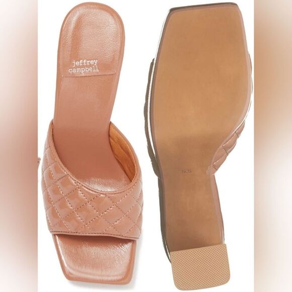 Jeffrey Campbell Nana Tan Quilted Crinkle Patent Platform Mule - Picture 4 of 7